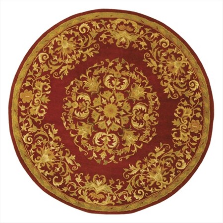 Safavieh 3 ft. - 6 in. x 3 ft. - 6 in. Round- Traditional Heritage Red Hand Tufted Rug HG640C-4R